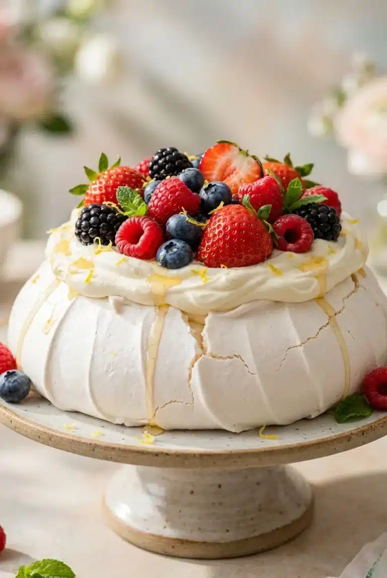 the Perfect Spring Berry Pavlova with Mascarpone Cream 2