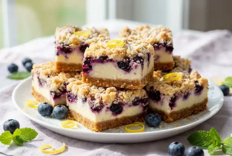 Lemon Blueberry Cheesecake Bars for Spring Bliss