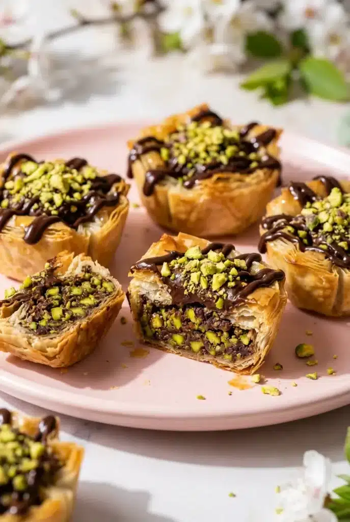 Chocolate Pistachio Baklava Cups