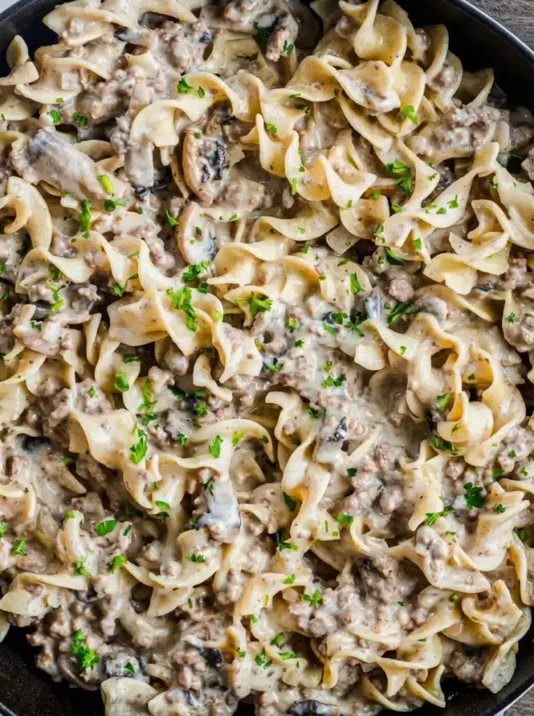 Creamy Ground Beef Stroganoff