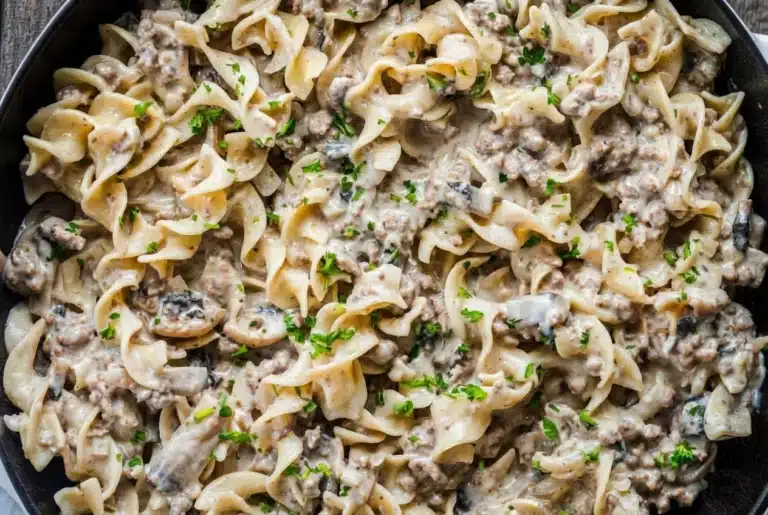 Creamy Ground Beef Stroganoff
