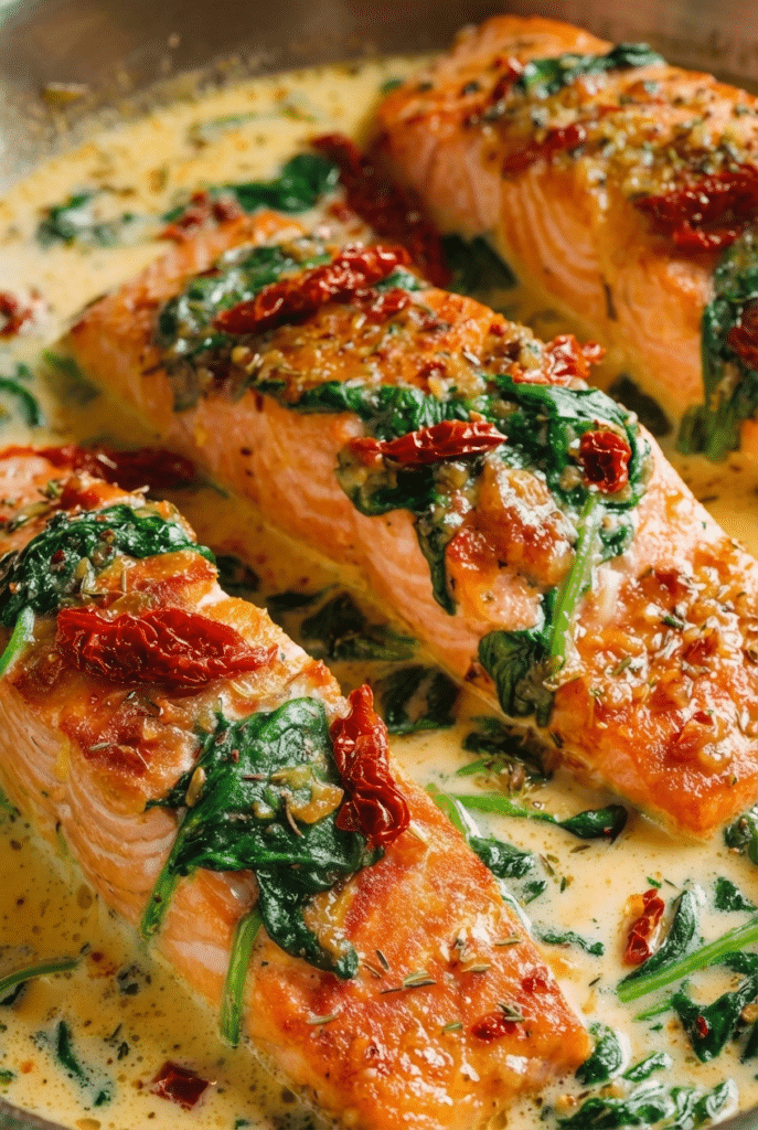 Creamy Tuscan Salmon with Sun-Dried Tomatoes