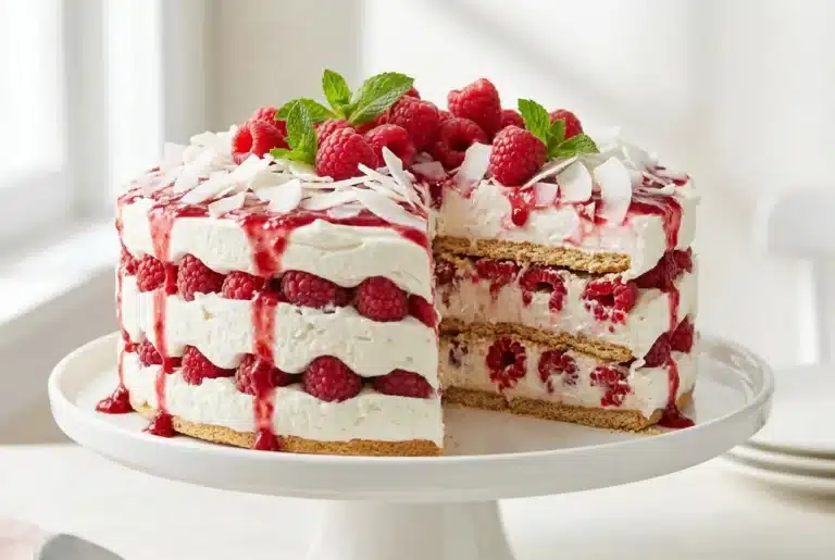 Easy Raspberry Coconut Icebox Cake (No-Bake Spring Dessert)3