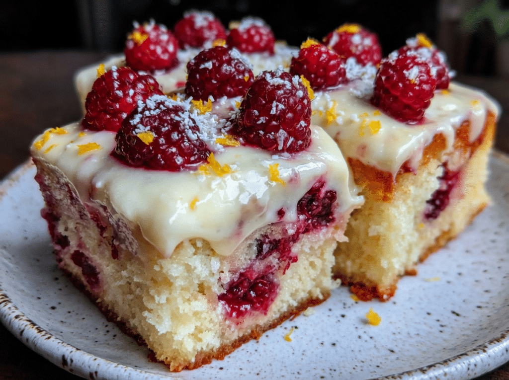 Luscious Raspberry Lemon Poke Cake