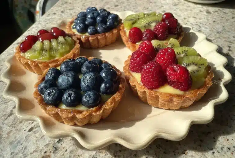Mini Rainbow Fruit Tartlets with Vanilla Custard