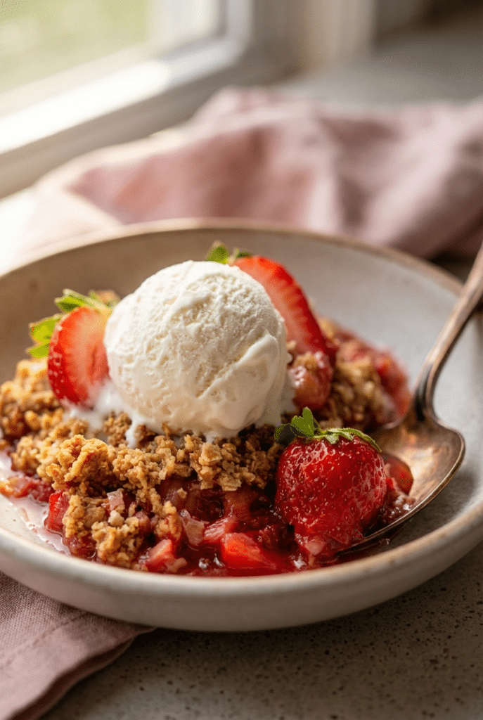 Strawberry Rhubarb Crisp with Oatmeal