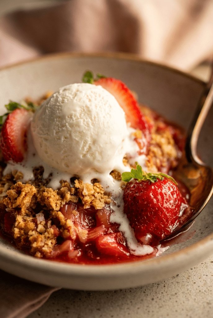 Strawberry Rhubarb Crisp with Oatmeal