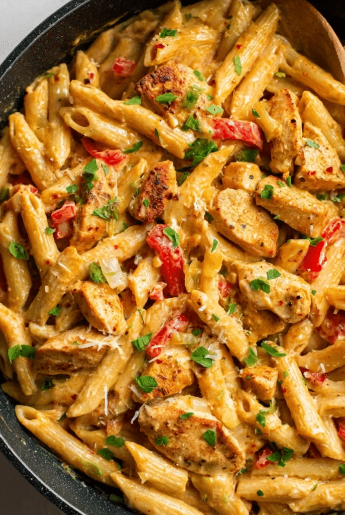 a-close-up-photograph-of-creamy-pasta-in_Pot Creamy Cajun Chicken Pasta
